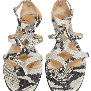 Sofft Snake Print Sandals - Black and Cream